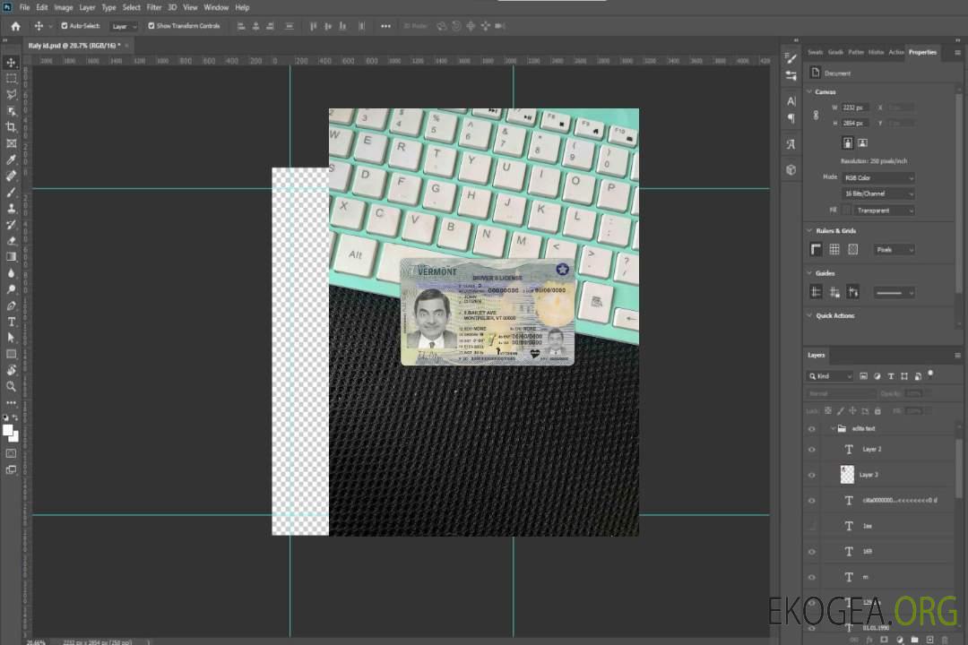 Modèle de permis de conduire USA Vermont au format PSD (2019 – présent) photolook FRONT template
